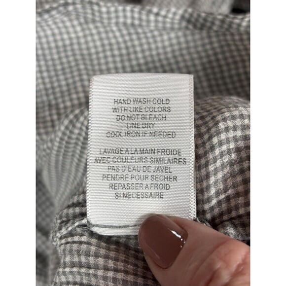 Joie Cherina Button Down Grey White Gingham Size Small Lightweight Pockets - Picture 5 of 11